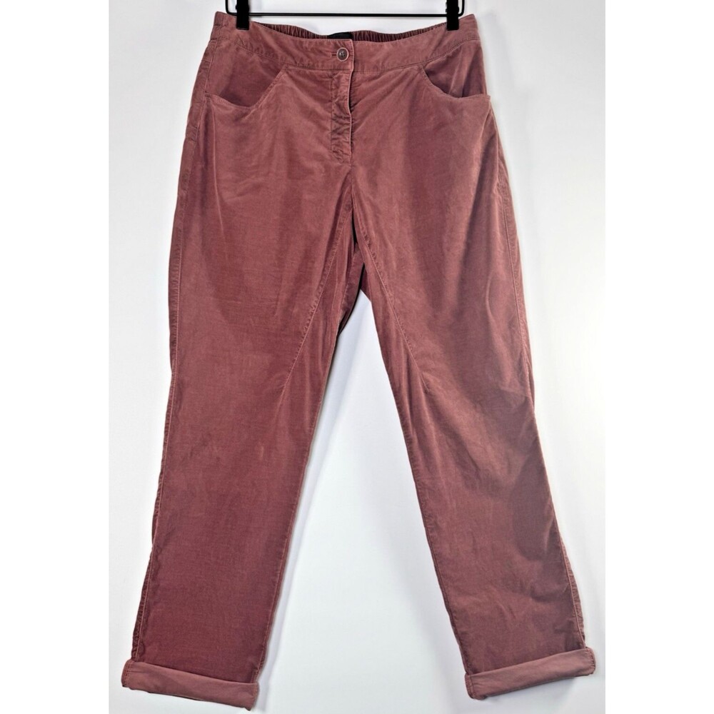 Oska Corduroy Pants Women 3 Mauve Pink Cotton Blend Roll Cuff Relaxed Minimalist